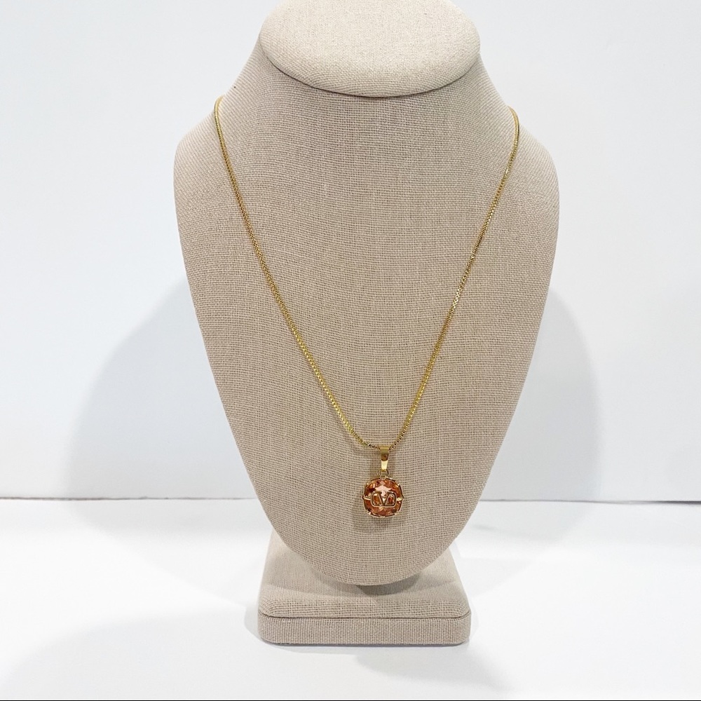 VALENTINO Faux Fur Gold Crystal Necklace